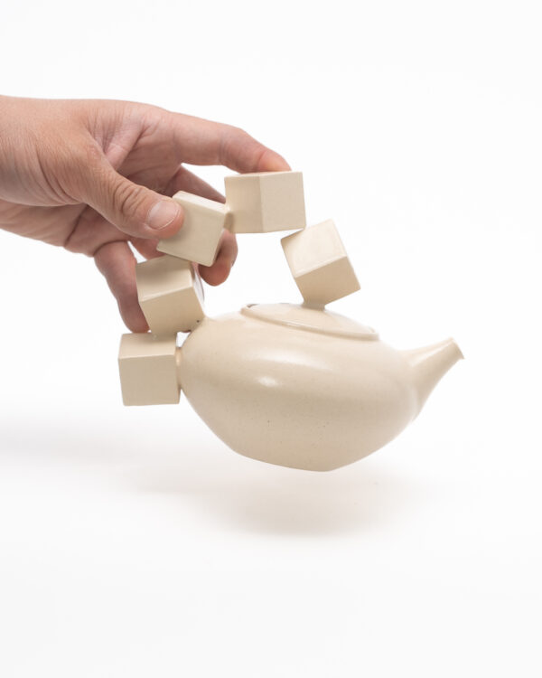 Teapot with Cubes (Off-White)